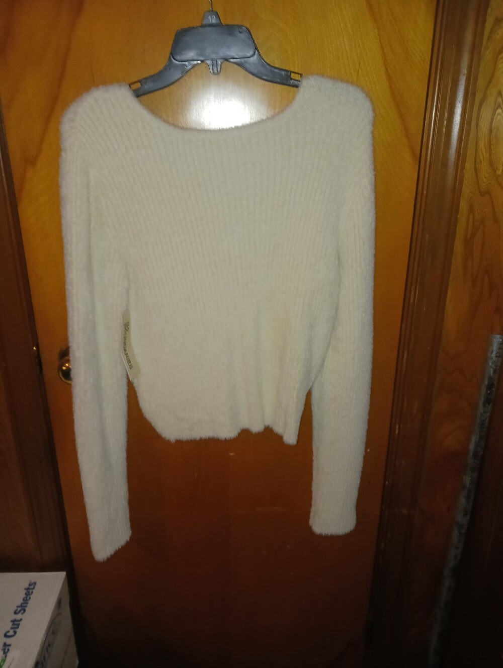 No Boundaries Cream Ribbed Scoop Neck Sweater